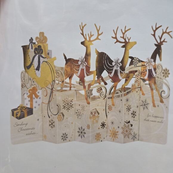 american greetings Magic Moments Reindeer Sleigh Display Pop-Up Christmas Card - Picture 4 of 4